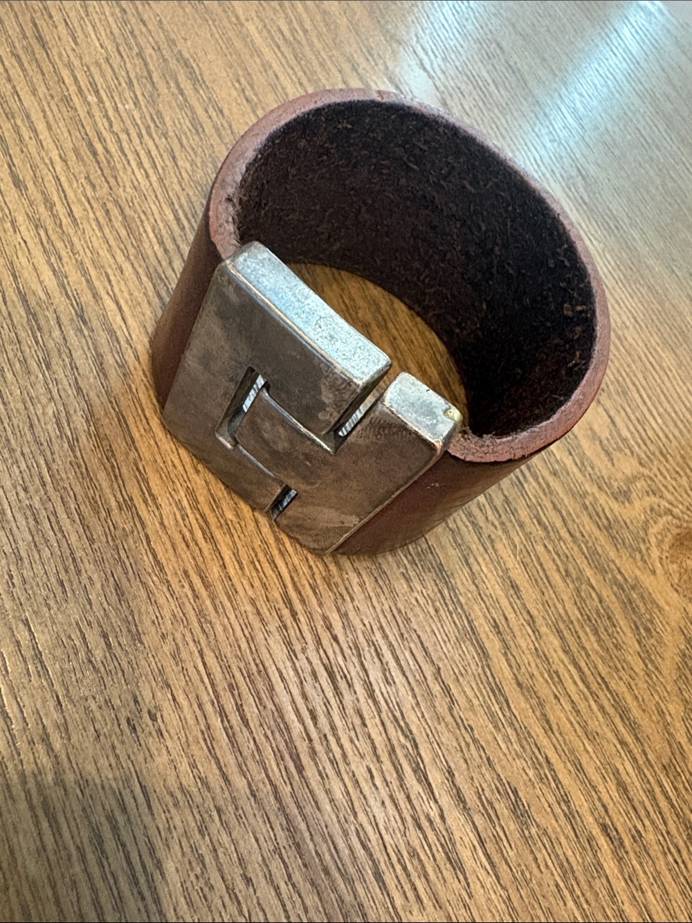 Women’s Brown Leather Bracelet with Silver-Tone Buckle